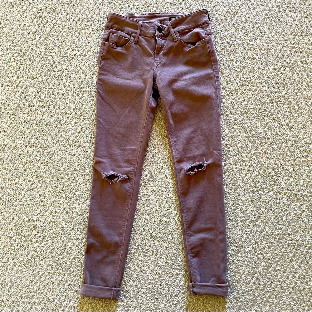Black Orchid Maroon Distressed Skinny Jeans